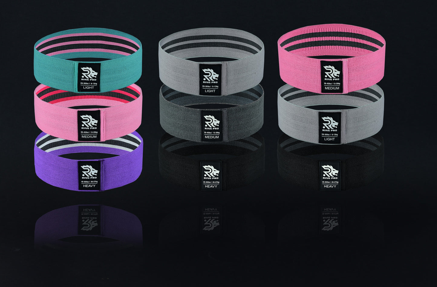 Ring Pro Booty Bands – Fabric Resistance Bands Set (Light, Medium & Heavy)