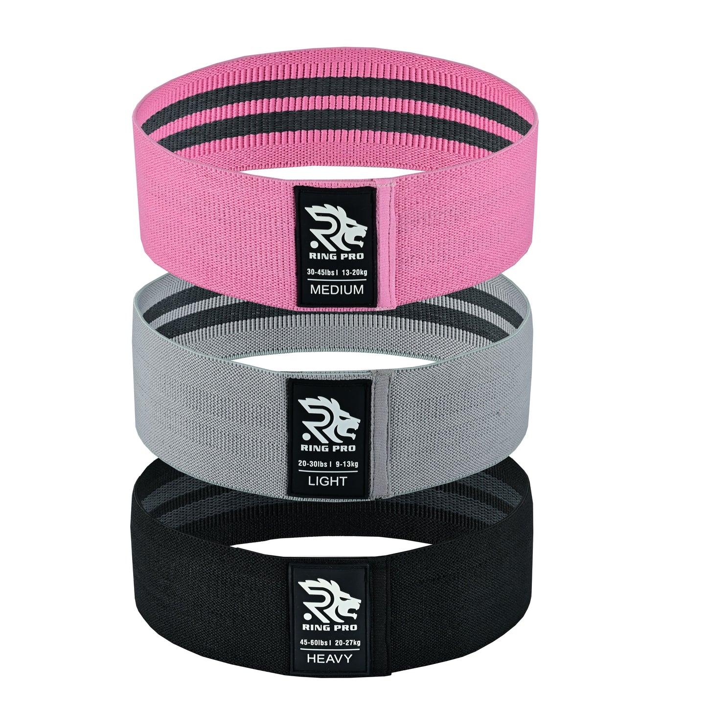 Ring Pro Booty Bands – Fabric Resistance Bands Set (Light, Medium & Heavy)