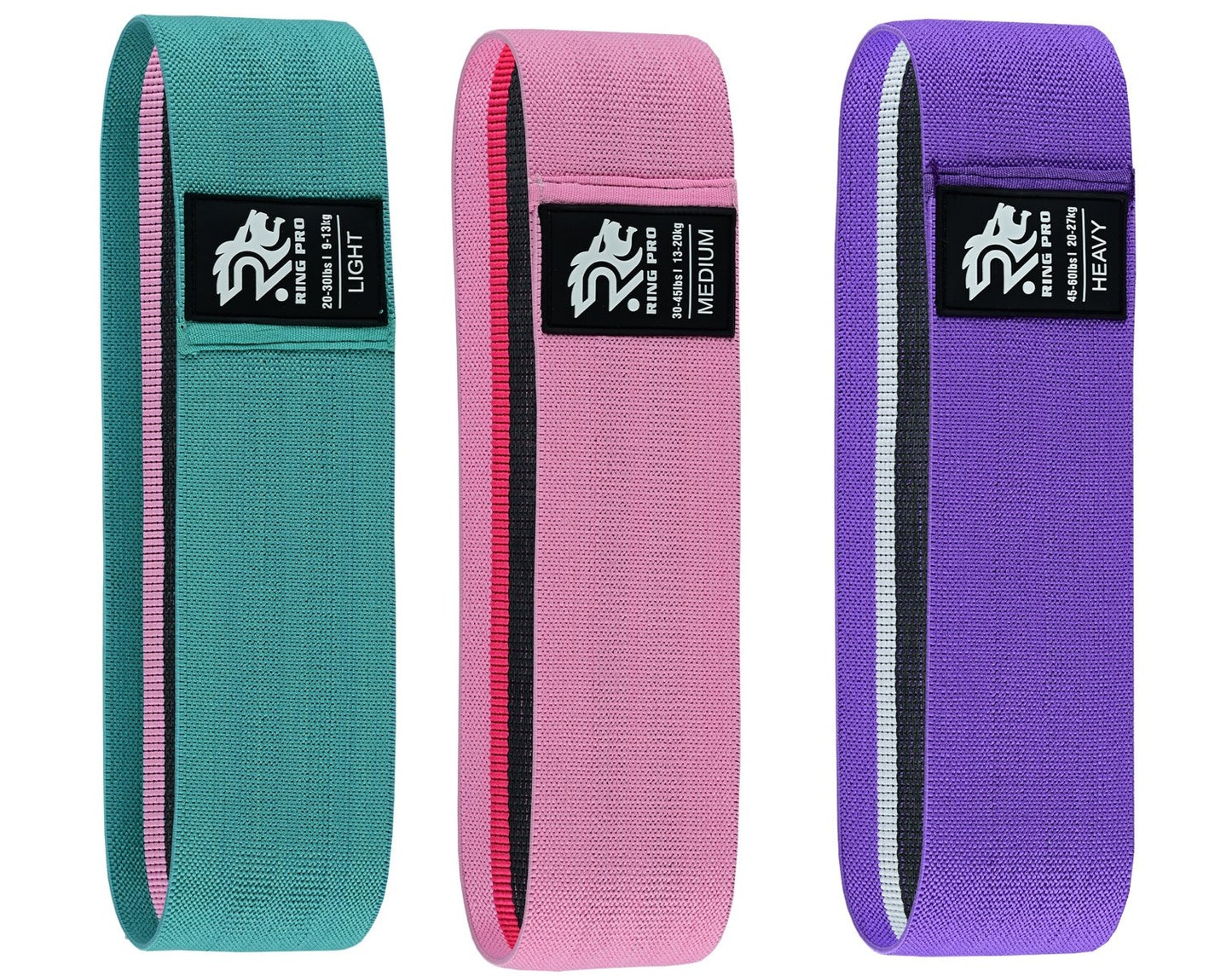 Ring Pro Booty Bands – Fabric Resistance Bands Set (Light, Medium & Heavy)