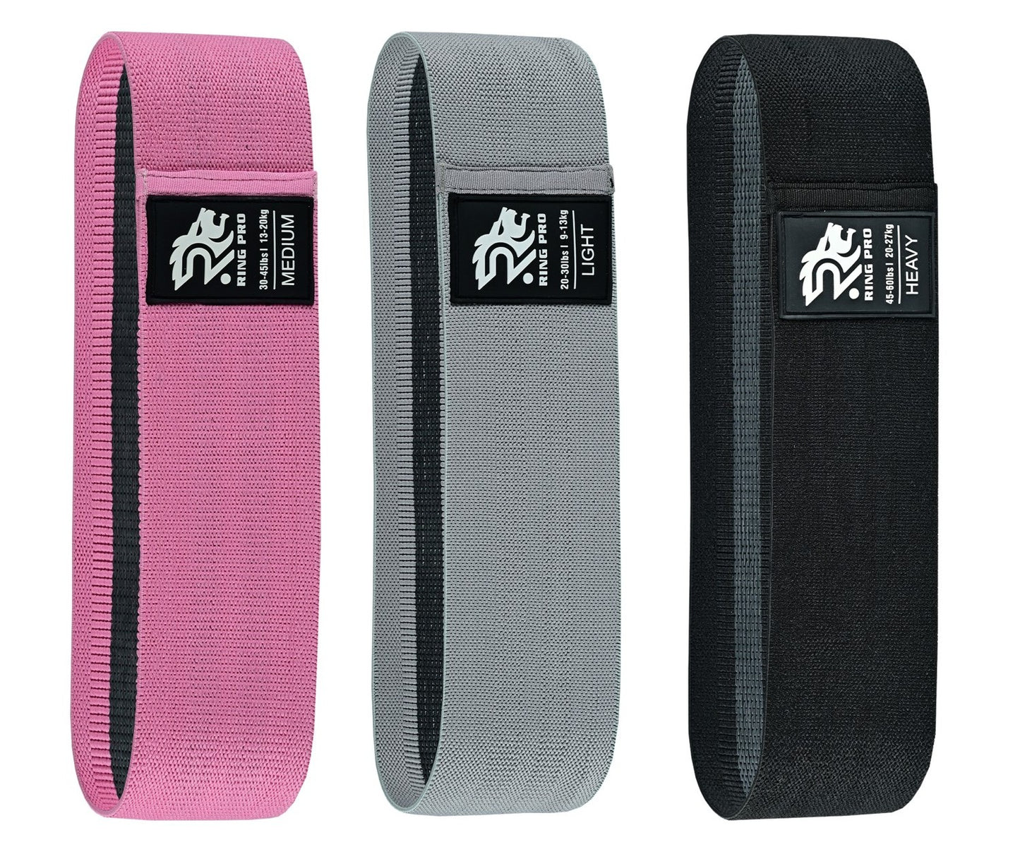 Ring Pro Booty Bands – Fabric Resistance Bands Set (Light, Medium & Heavy)