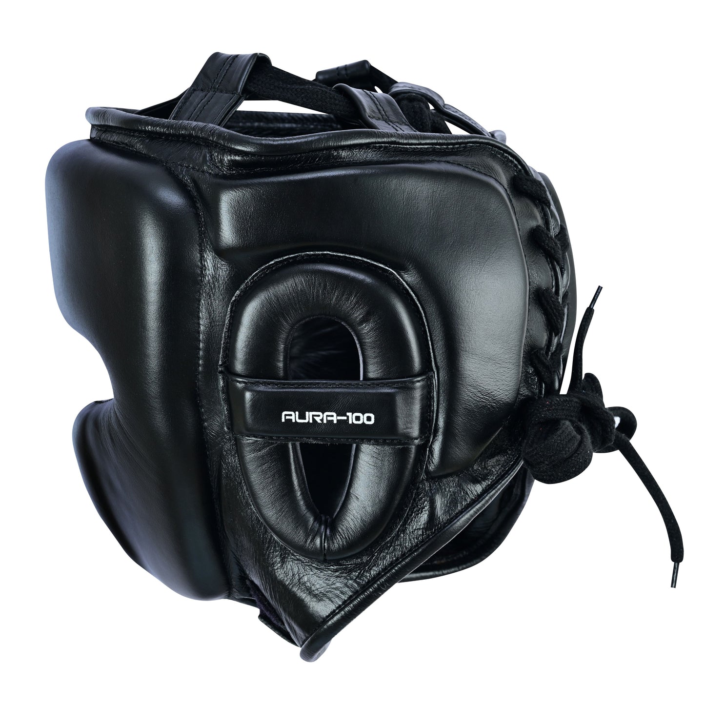 Aura 100 Series Genuine Leather Headgear – Lace-Up Closure Top & Back – Boxing & MMA Protective Gear
