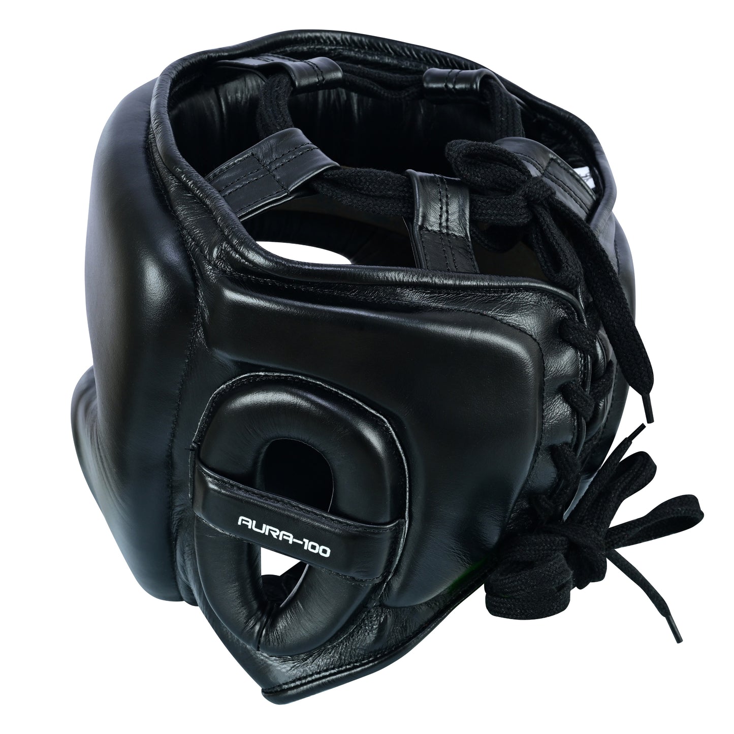 Aura 100 Series Genuine Leather Headgear – Lace-Up Closure Top & Back – Boxing & MMA Protective Gear