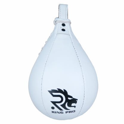 Ring Pro Speed Ball – Genuine Cowhide Leather, Air-Fillable (White & Black)