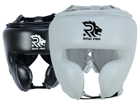 Aura 100 Series Genuine Leather Headgear – Lace-Up Closure Top & Back – Boxing & MMA Protective Gear